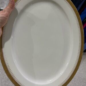 Limoges Gold and Cream Oval Platter